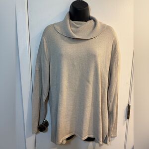 Coldwater Creek Silk Blend Cowl Neck Sweater Gold Sparkle Women’s Size XL